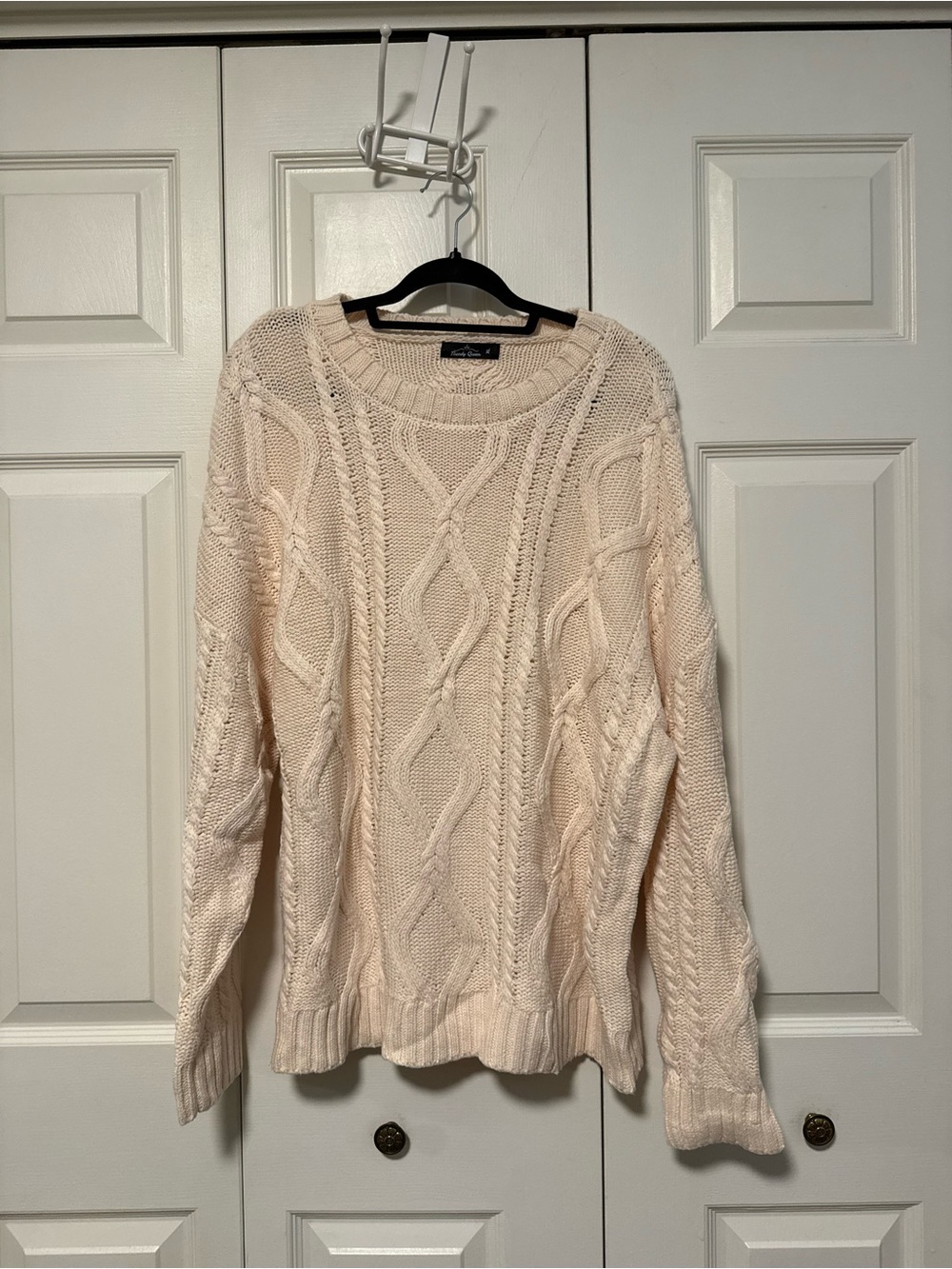 Source Unknown Cream Cable Knit Crewneck Sweater